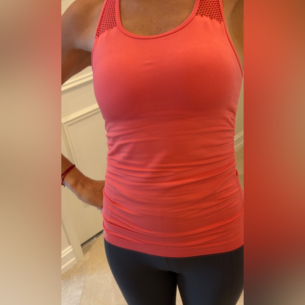 DKNY SPORT Vibrant Coral Tank STRETCHED Top SIZE S - Picture 2 of 11
